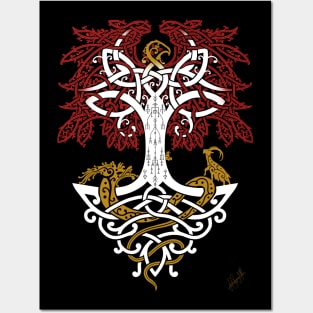 Yggdrasil and Creatures Norse Mythology Knotwork Posters and Art